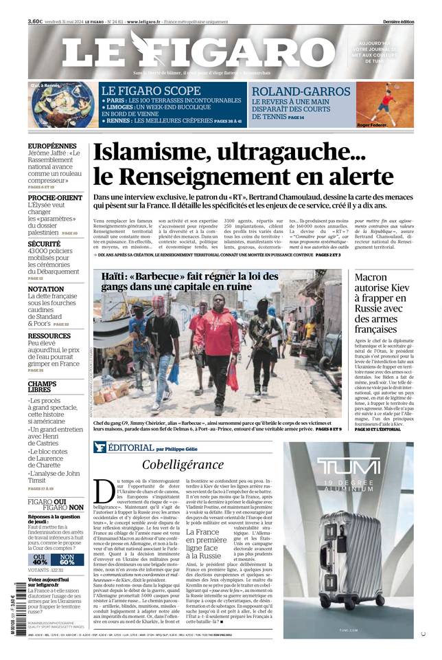 Le Figaro Une du 31 mai 2024