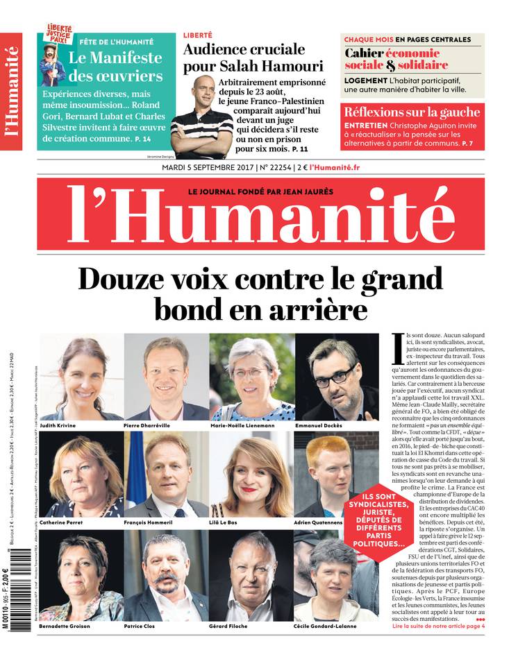 L'Humanité 05 septembre 2017 L'Humanité du 05 septembre 2017 à télécharger sur iPad
