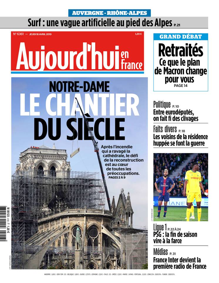 Aujourd'hui en France 18 avril 2019 Aujourd'hui en France du 18 avril 2019 à télécharger sur iPad