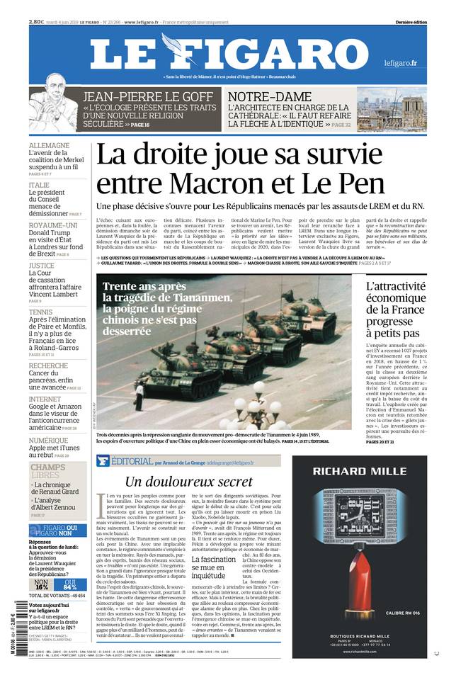 Le Figaro Une du 4 juin 2019