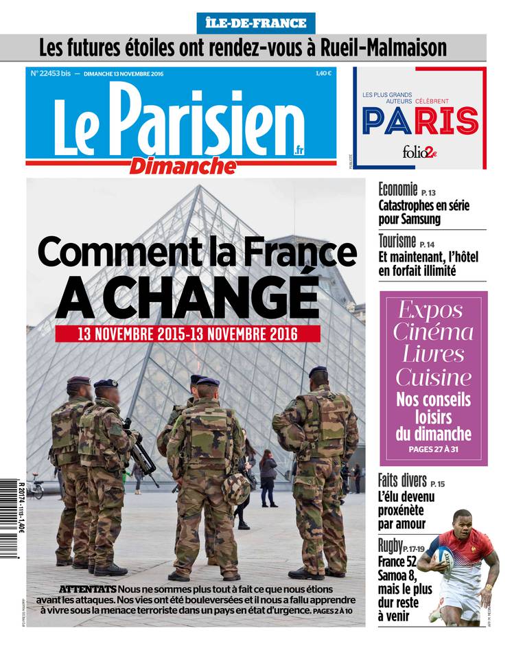 Le Parisien 13 novembre 2016 Le Parisien du 13 novembre 2016 à télécharger sur iPad