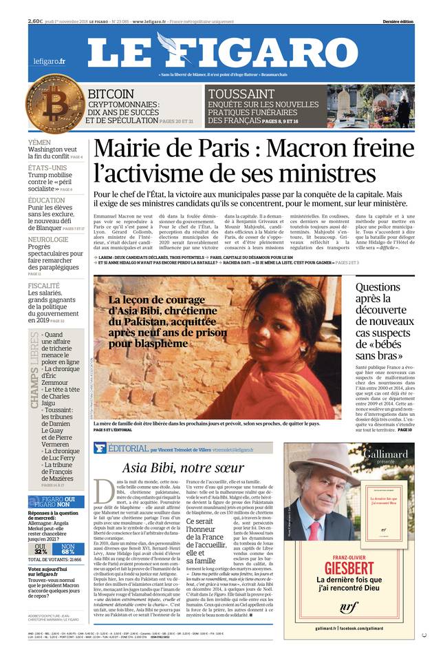 Le Figaro 01 novembre 2018 Le Figaro du 01 novembre 2018 à télécharger sur iPad