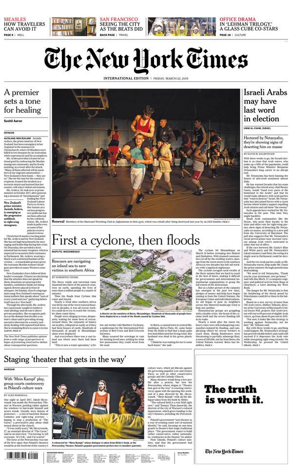 International New York Times 22 mars 2019 Abonnement International NY Times Pas Cher avec le BOUQUET ePresse.fr