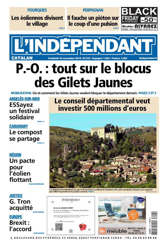 L'Indépendant 16 novembre 2018 L'Indépendant du 16 novembre 2018 à télécharger sur iPad