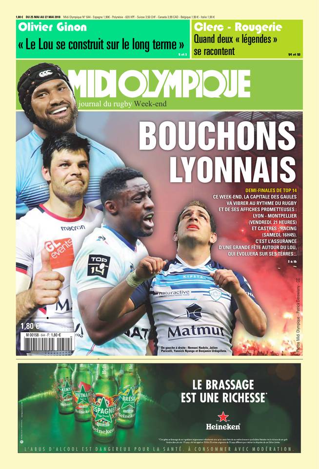 Midi Olympique Vert 25 mai 2018 Midi Olympique Vert du 25 mai 2018 à télécharger sur iPad