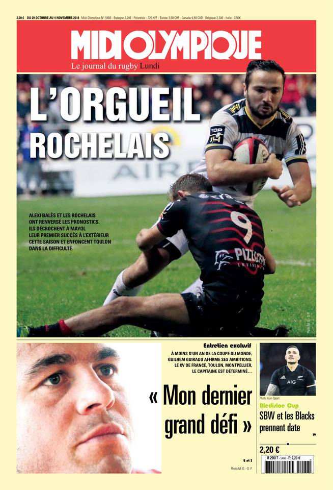 Midi Olympique Rouge 29 octobre 2018 Midi Olympique Rouge N°5466 du 29 octobre 2018 à télécharger sur iPad