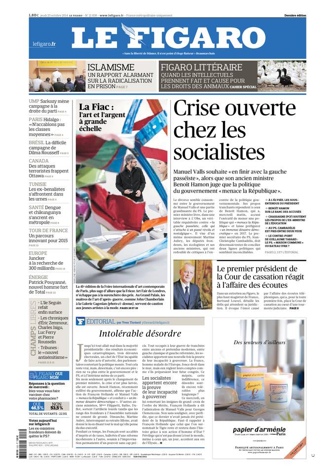 Le Figaro 23 octobre 2014 Le Figaro du 23 octobre 2014 à télécharger sur iPad