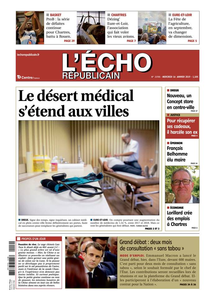 L'Écho Républicain 16 janvier 2019 Abonnement L'Écho Républicain Pas Cher avec BOUQUET INFO ePresse.fr