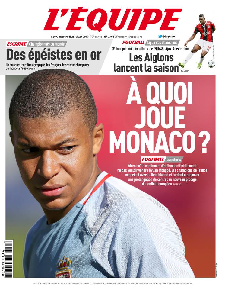L'Équipe 26 juillet 2017 Abonnement à L'Équipe Pas Cher avec le BOUQUET SPORT ePresse.fr