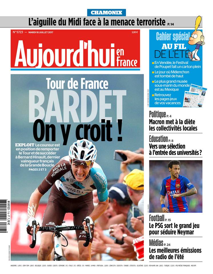 Aujourd'hui en France 18 juillet 2017 Aujourd'hui en France du 18 juillet 2017 à télécharger sur iPad