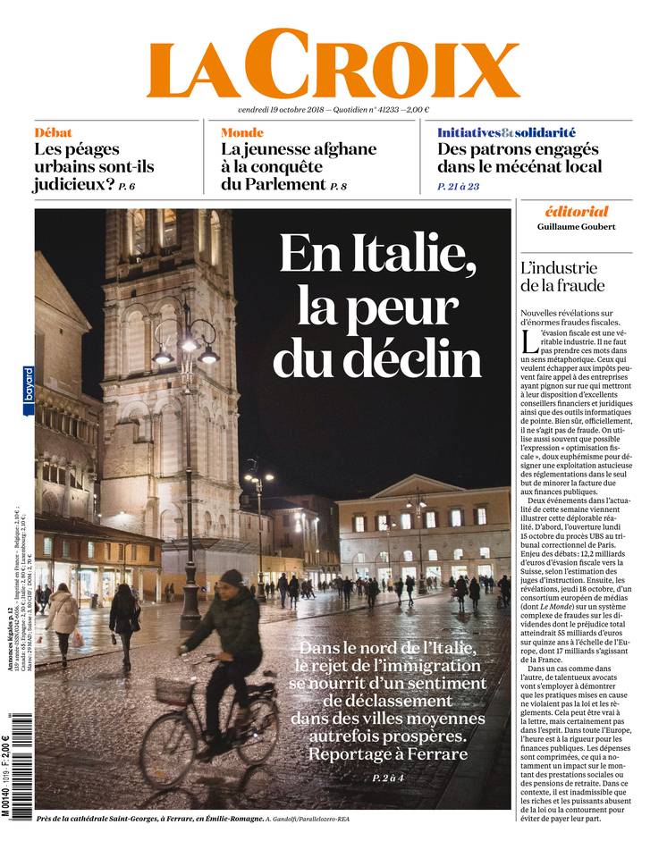 La Croix 19 octobre 2018 La Croix du 19 octobre 2018 à télécharger sur iPad