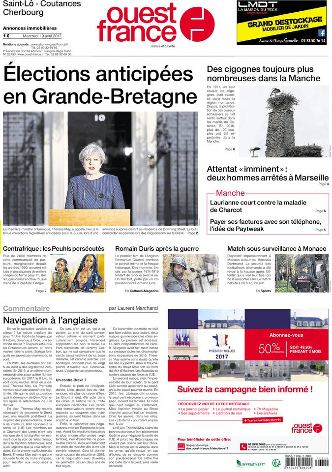Ouest-France 19 avril 2017 Ouest-France du 19 avril 2017 à télécharger sur iPad