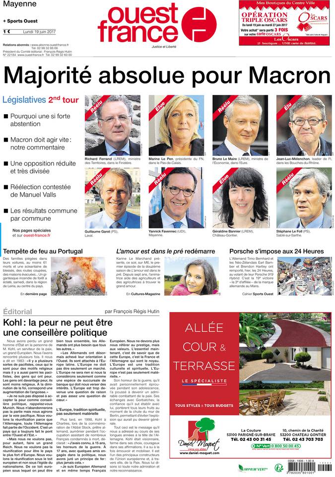 Ouest-France 19 juin 2017 Ouest-France du 19 juin 2017 à télécharger sur iPad