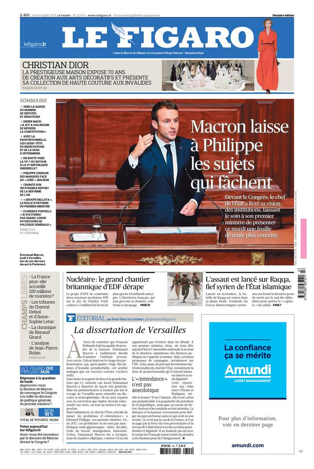 Le Figaro 04 juillet 2017 Le Figaro du 04 juillet 2017 à télécharger sur iPad
