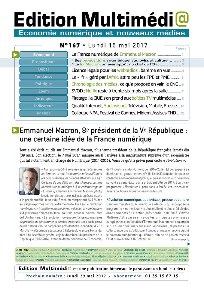 Edition Multimédi@ 15 mai 2017 Edition Multimédi@ du 15 mai 2017