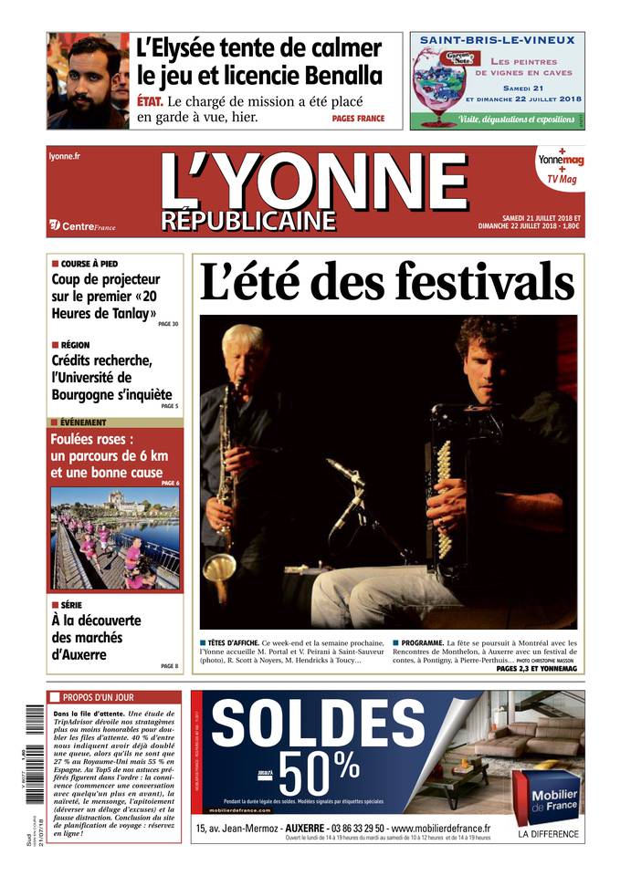 L'Yonne Républicaine 21 juillet 2018 Abonnement L'Yonne Républicaine Pas Cher avec BOUQUET INFO ePresse.fr