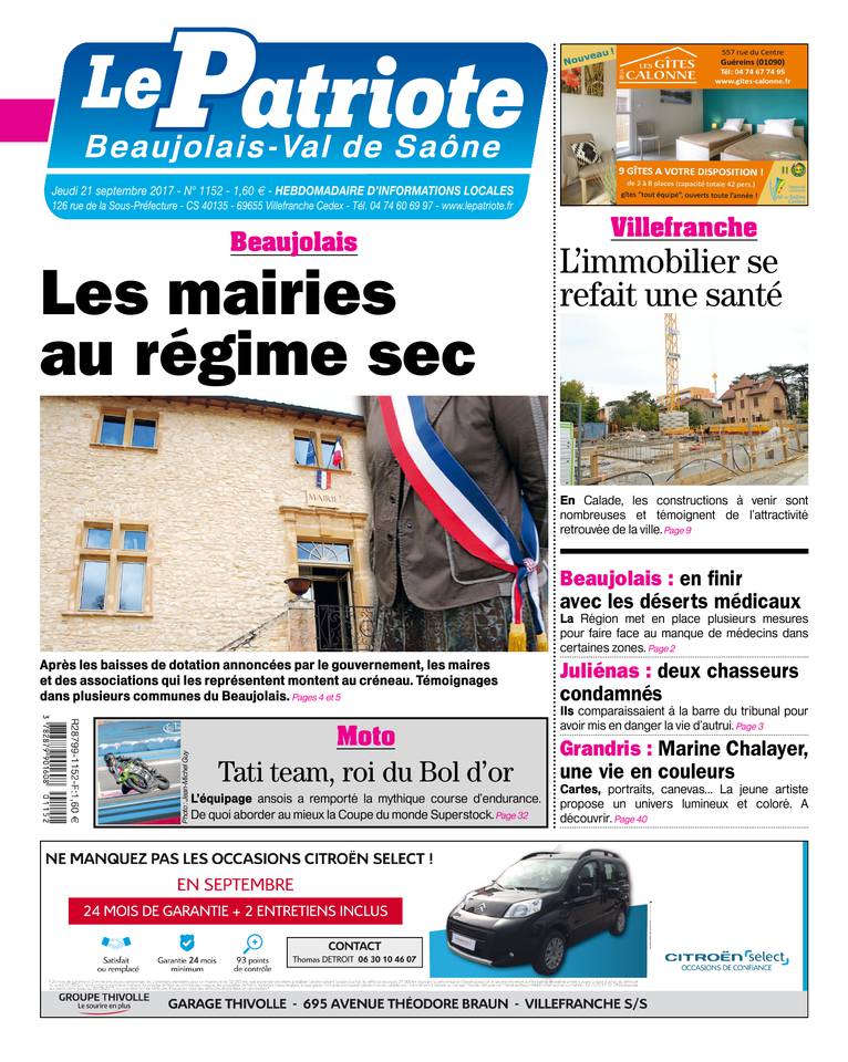 Le Patriote Beaujolais 21 septembre 2017 Le Patriote Beaujolais du 21 septembre 2017