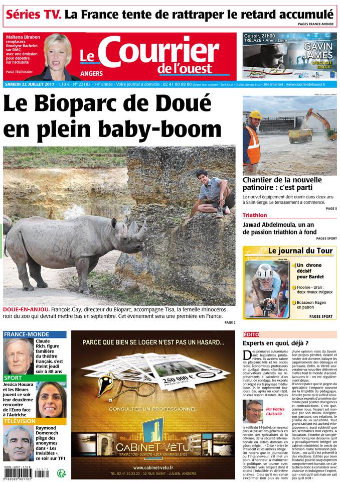 Le Courrier de l'Ouest 22 juillet 2017 Le Courrier de l'Ouest du 22 juillet 2017