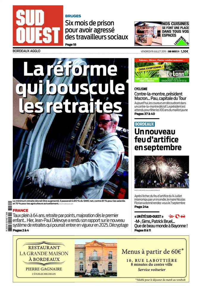 Sud Ouest 19 juillet 2019 Abonnement Sud Ouest Pas Cher avec BOUQUET INFO ePresse.fr