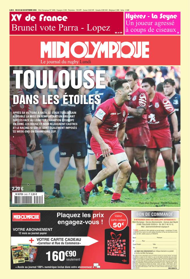 Midi Olympique Rouge 22 octobre 2018 Midi Olympique Rouge N°5465 du 22 octobre 2018 à télécharger sur iPad