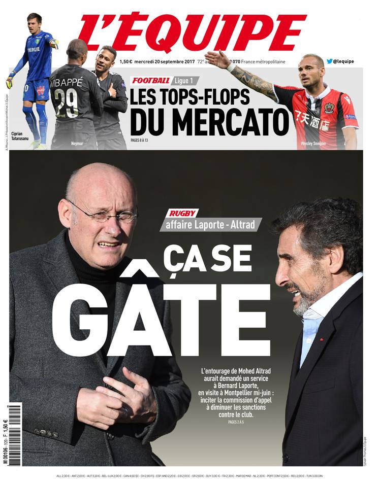 L'Équipe 20 septembre 2017 Abonnement à L'Équipe Pas Cher avec le BOUQUET SPORT ePresse.fr