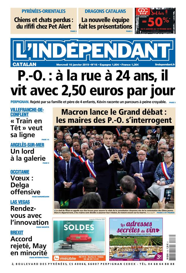 L'Indépendant 16 janvier 2019 Abonnement L’Indépendant Pas Cher avec BOUQUET INFO ePresse.fr