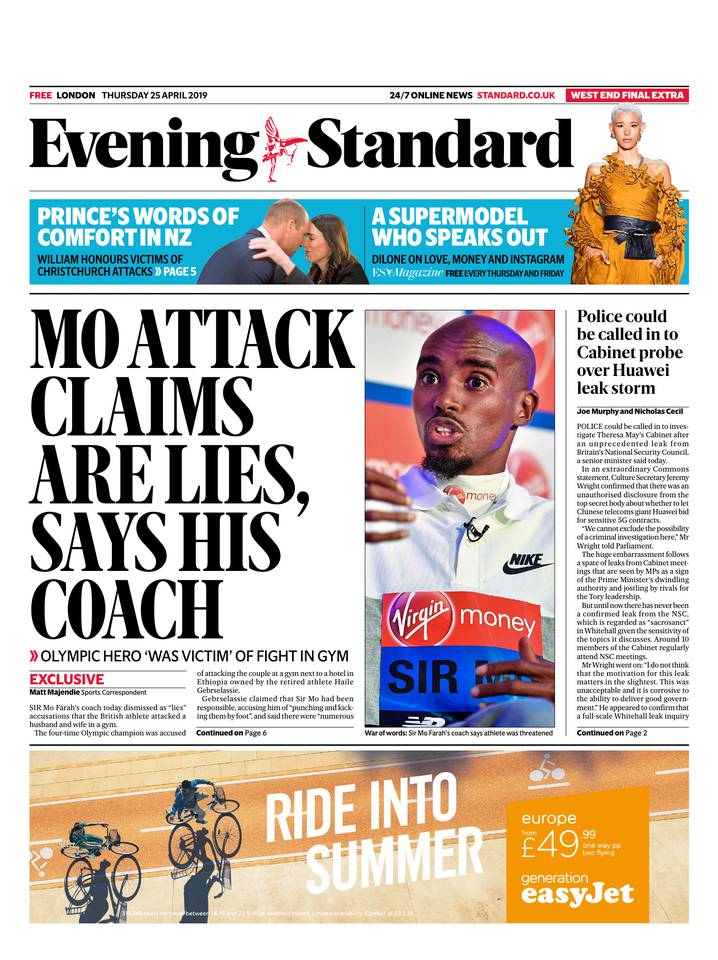 Evening Standard 25 avril 2019 Abonnement London Evening Standard Pas Cher avec le BOUQUET ePresse.fr