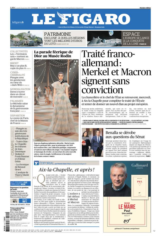 Le Figaro 22 janvier 2019 Le Figaro du 22 janvier 2019 à télécharger sur iPad