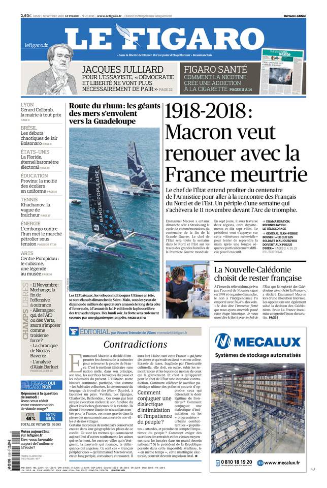 Le Figaro 05 novembre 2018 Le Figaro du 05 novembre 2018 à télécharger sur iPad