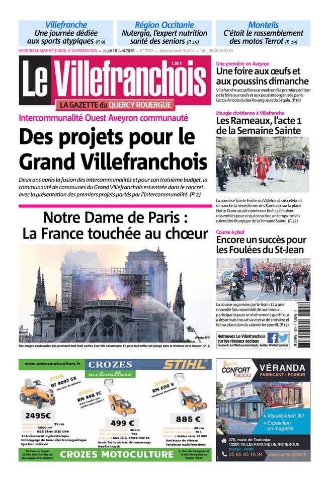 Le Villefranchois 18 avril 2019 Le Villefranchois du 18 avril 2019 à télécharger sur iPad