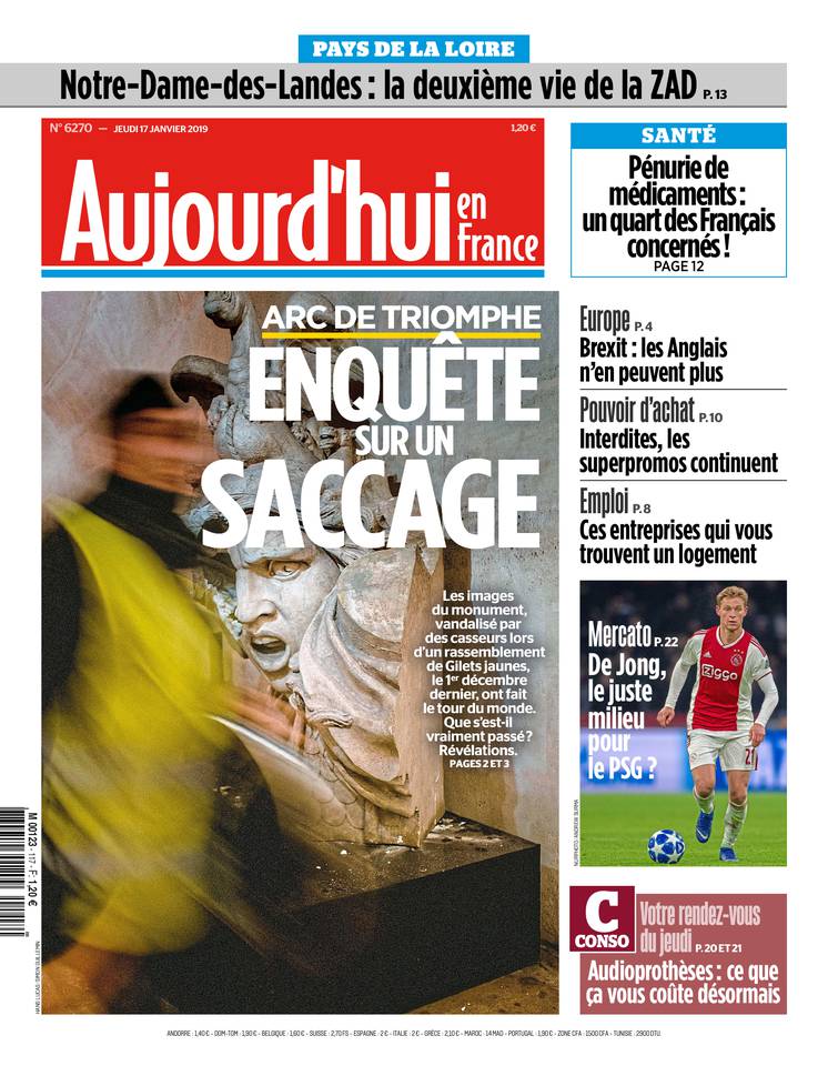 Aujourd'hui en France 17 janvier 2019 Abonnement Aujourd’hui en France Pas Cher avec le BOUQUET ePresse.fr