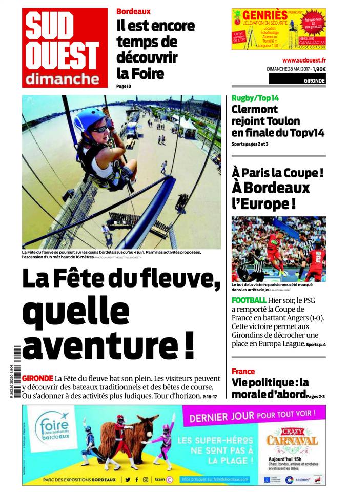 Sud Ouest Dimanche 28 mai 2017 Sud Ouest Dimanche du 28 mai 2017 à télécharger sur iPad