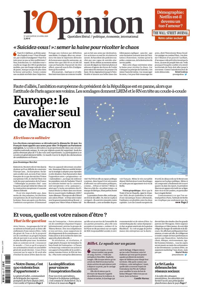 L'Opinion 23 avril 2019 Abonnement à L’Opinion Pas Cher avec le BOUQUET INFO ePresse.fr