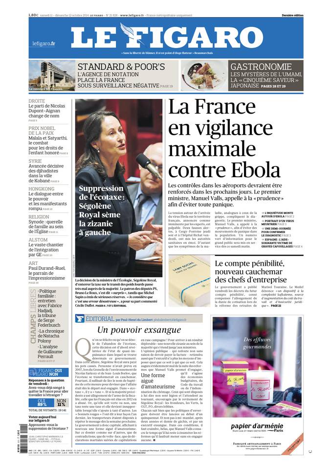 Le Figaro 11 octobre 2014 Le Figaro du 11 octobre 2014 à télécharger sur iPad
