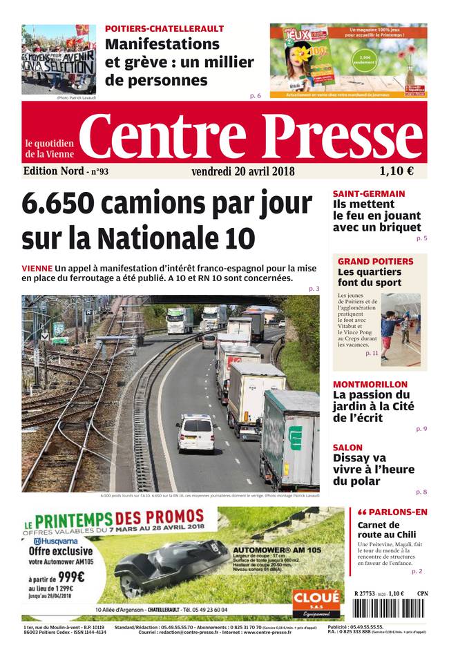 Centre Presse 20 avril 2018 Abonnement Centre Presse Pas Cher avec le BOUQUET INFO ePresse.fr