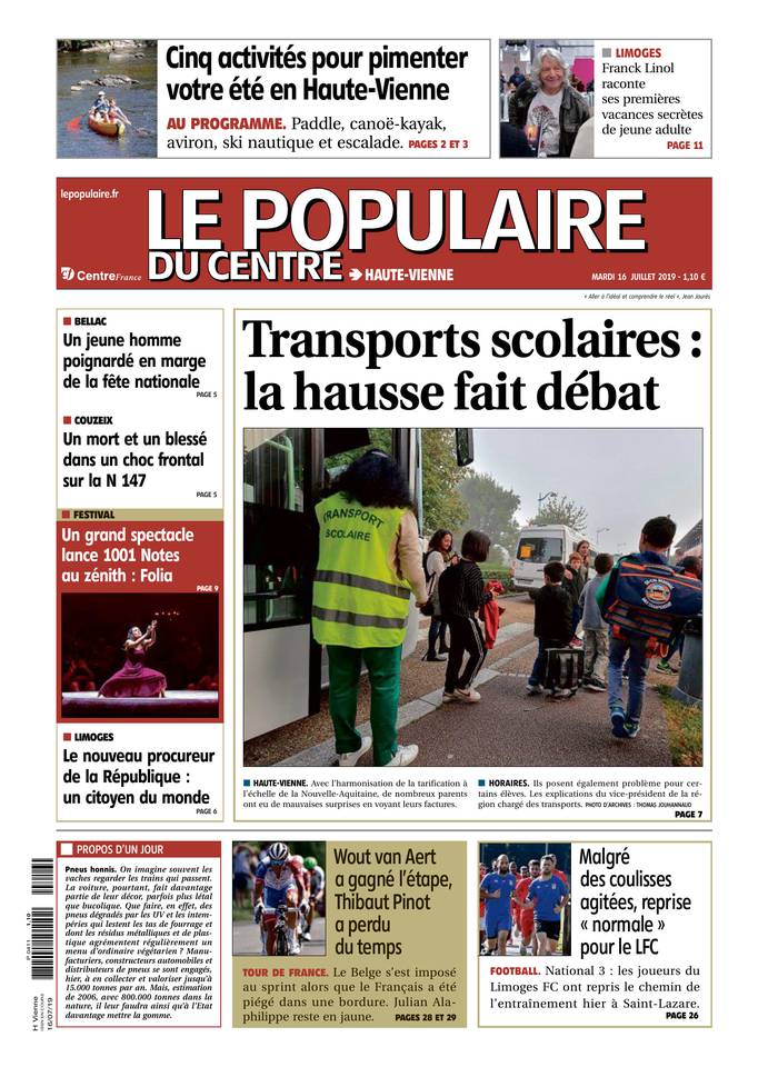 Le Populaire du Centre 16 juillet 2019 Abonnement Populaire du Centre Pas Cher avec le BOUQUET ePresse.fr