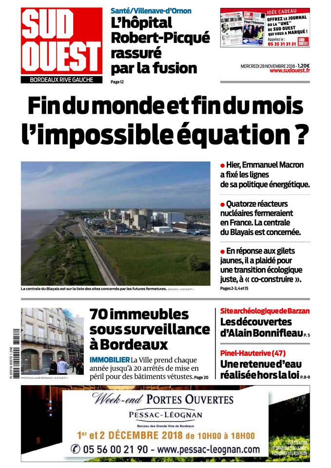 Sud Ouest 28 novembre 2018 Sud Ouest du 28 novembre 2018 à télécharger sur iPad