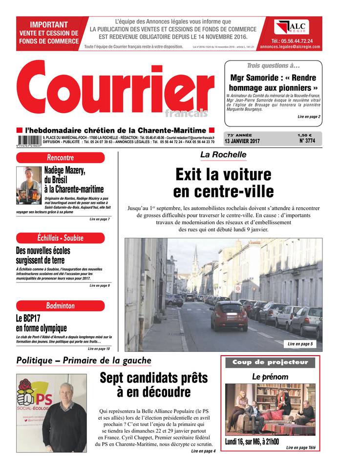 Courrier Français 13 janvier 2017 Courrier Français du 13 janvier 2017 à télécharger sur iPad
