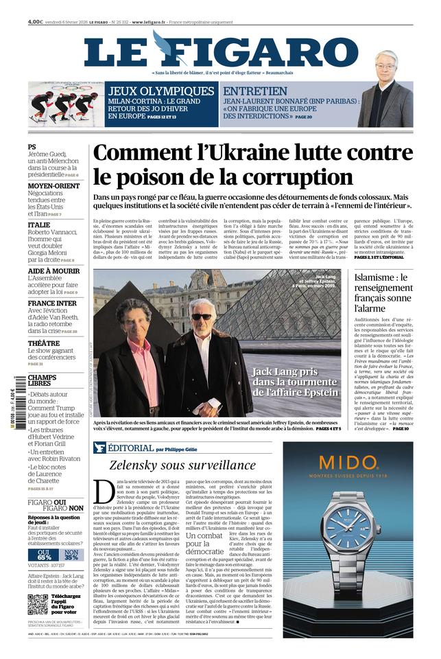 Le Figaro Une du 6 février 2026
