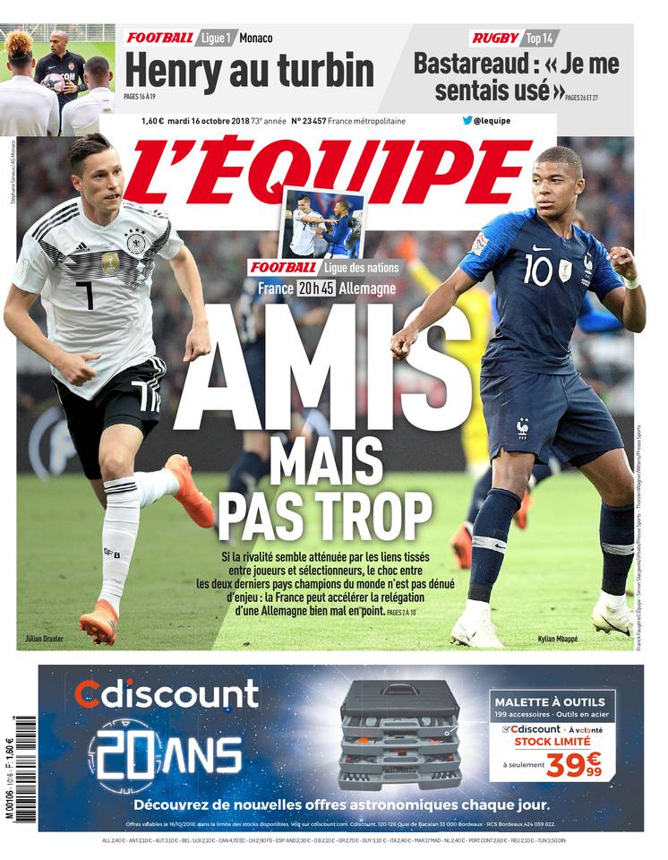 L'Équipe 16 octobre 2018 Abonnement à L'Équipe Pas Cher avec le BOUQUET SPORT ePresse.fr
