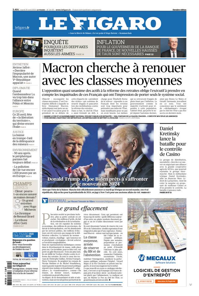 Le Figaro Une du 25 avril 2023