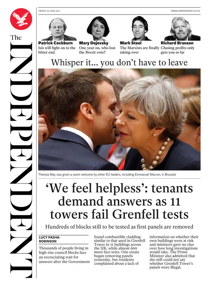 The Independent 23 juin 2017 Abonnement The Independent Pas Cher avec le BOUQUET INFO ePresse.fr