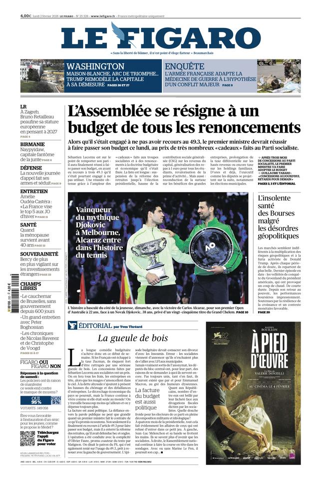 Le Figaro Une du 2 février 2026