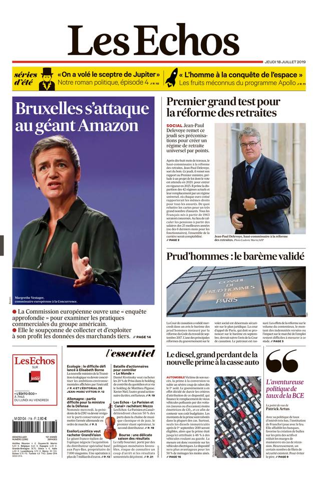 Les Echos 18 juillet 2019 Abonnement aux Échos Pas Cher avec le BOUQUET ÉCONOMIE ePresse.fr