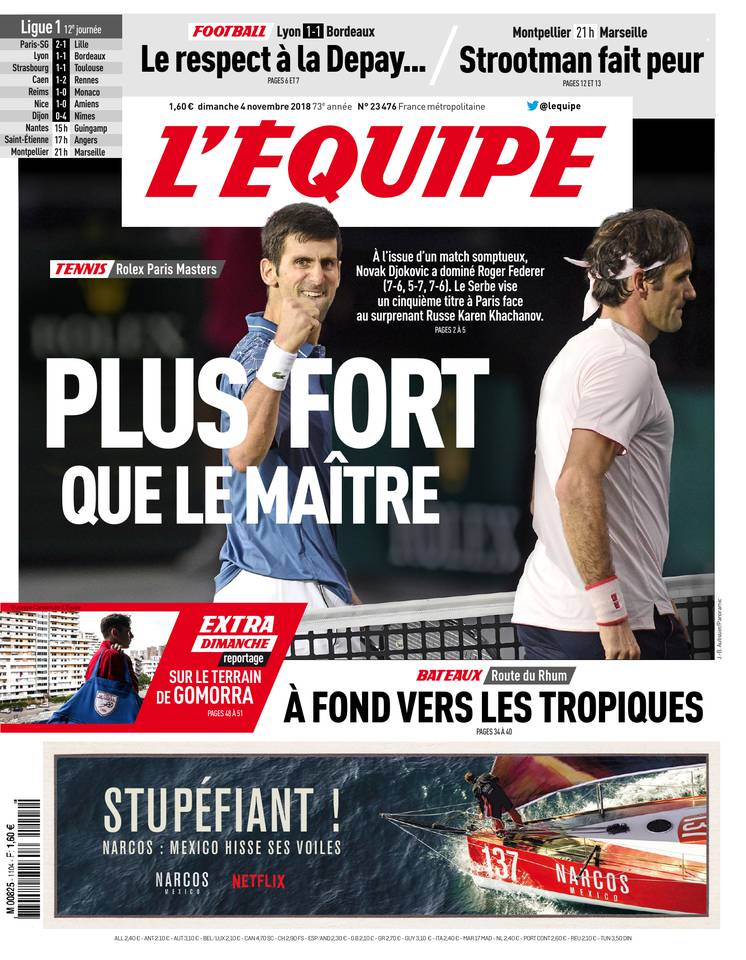 L'Équipe 04 novembre 2018 L'Équipe du 04 novembre 2018 à télécharger sur iPad