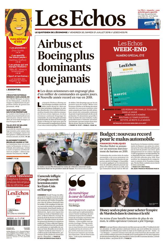 Les Echos 20 juillet 2018 Abonnement aux Échos Pas Cher avec le BOUQUET ÉCONOMIE ePresse.fr