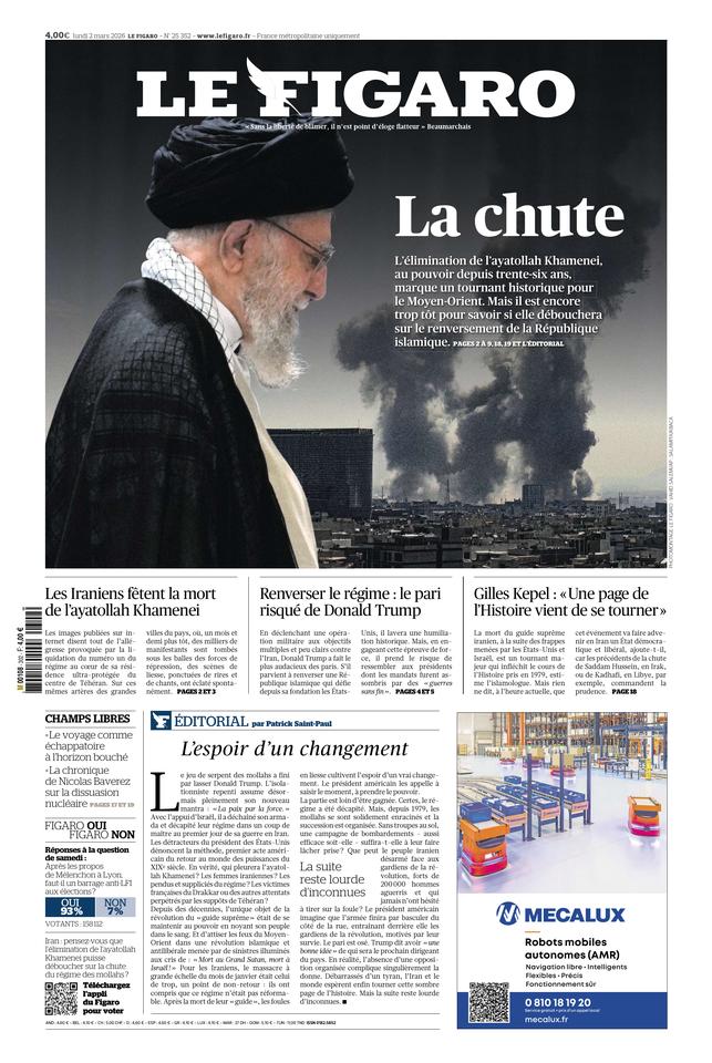 Le Figaro Une du 2 mars 2026