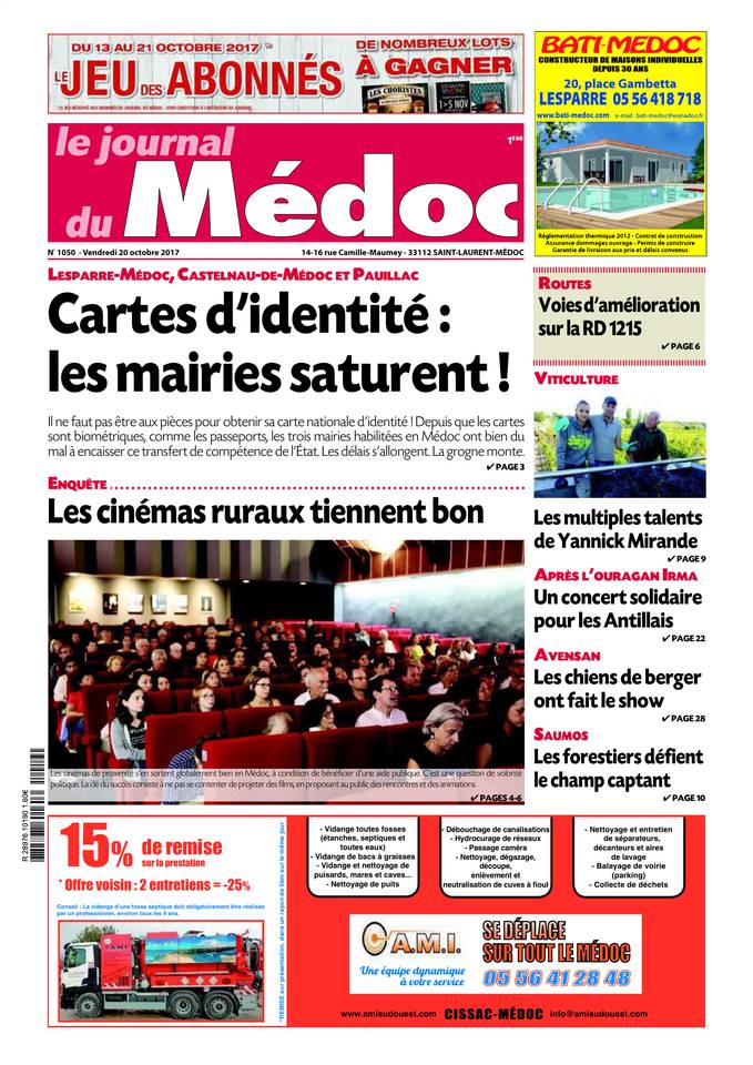 Le Journal du Médoc 19 octobre 2017 Abonnement Le Journal du Médoc Pas Cher avec BOUQUET INFO ePresse.fr