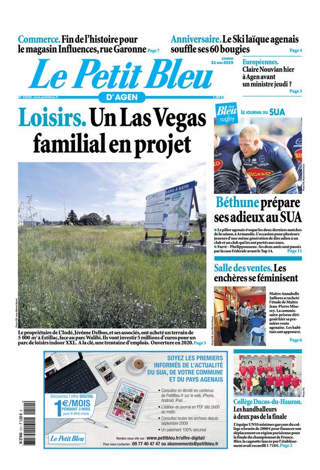 Le Petit Bleu d'Agen 11 mai 2019 Le Petit Bleu d'Agen du 11 mai 2019 à télécharger sur iPad