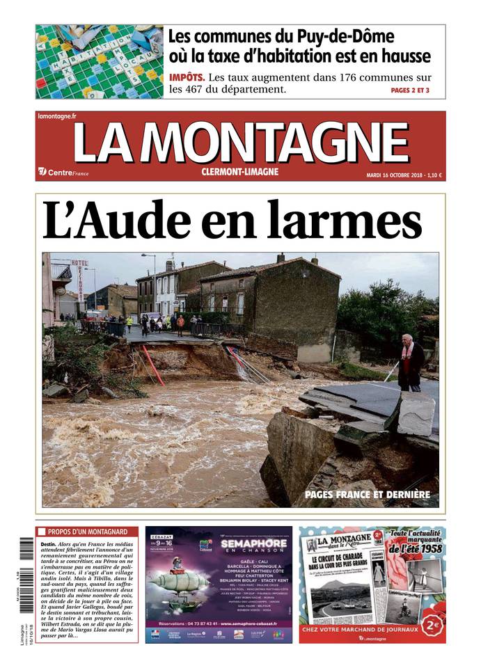 La Montagne 16 octobre 2018 Abonnement La Montagne Pas Cher avec le BOUQUET INFO ePresse.fr